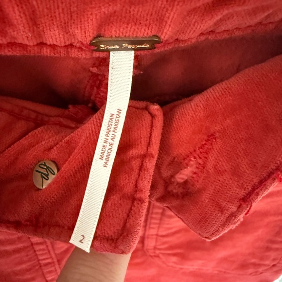 Free People Velvet Kick Flare Pants Red Dahlia High Rise NWT Size 2 - Picture 7 of 9